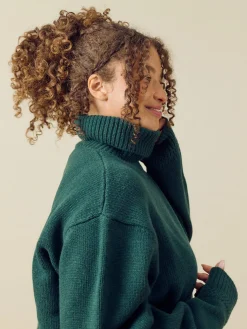 Turtleneck Wool Sweater Pine Green