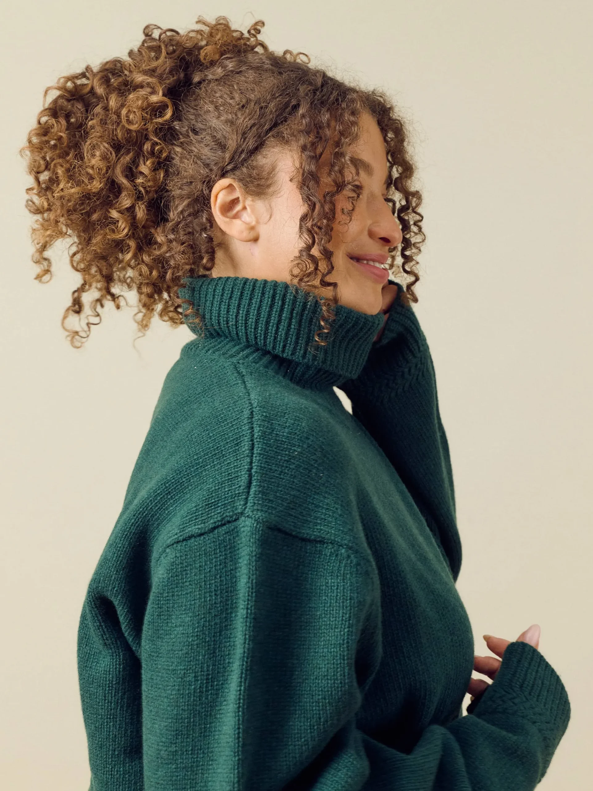 Turtleneck Wool Sweater Pine Green