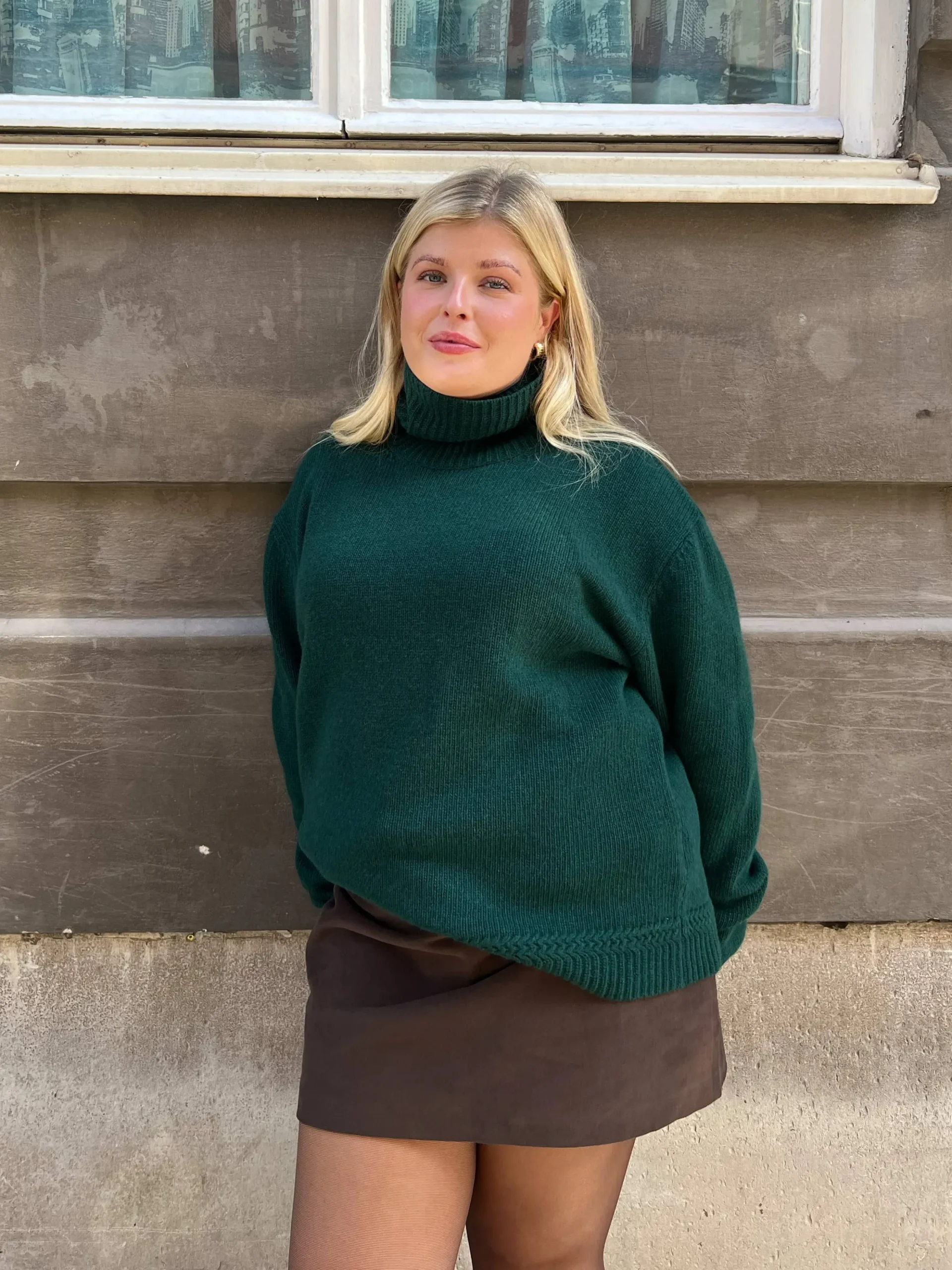 Turtleneck Wool Sweater Pine Green