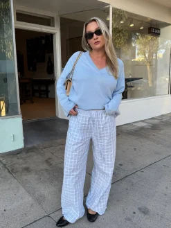 Unwind Pants Blue Check