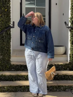 Unwind Pants Blue Check