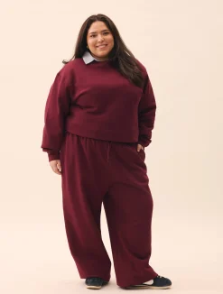 Wide Leg Sweatpants Burgundy