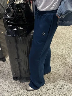 Wide Leg Sweatpants Retro Blue
