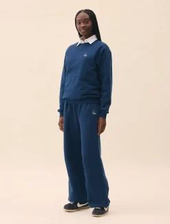 Wide Leg Sweatpants Retro Blue